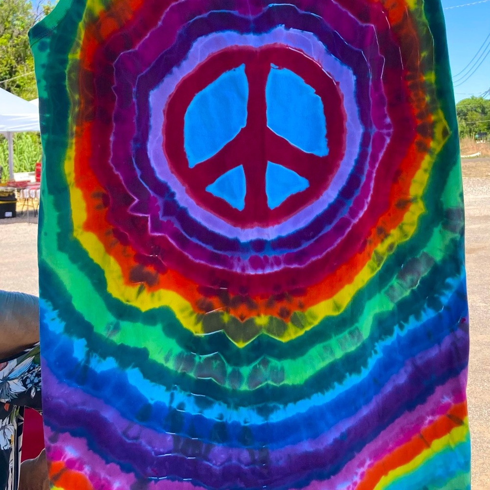Large tye dye peace tank top/dress. Used
